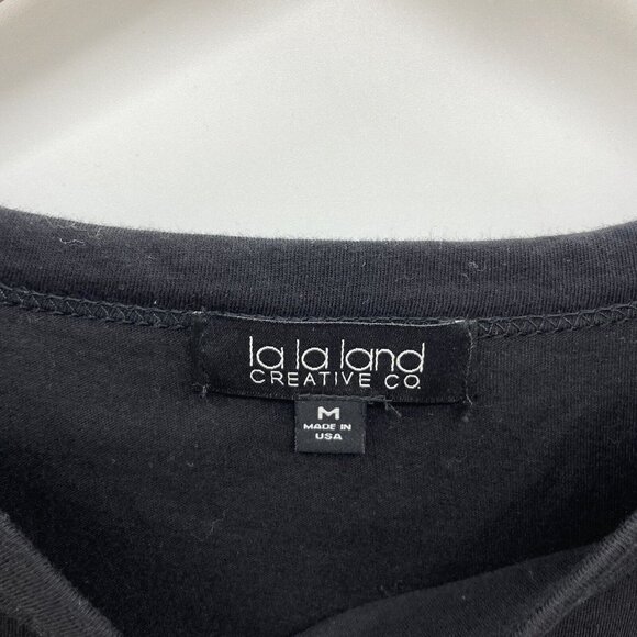 La La Land Creative Co Womens Medium Vote Tshirt Crop Top Happy Face Black 2429 - Picture 6 of 8